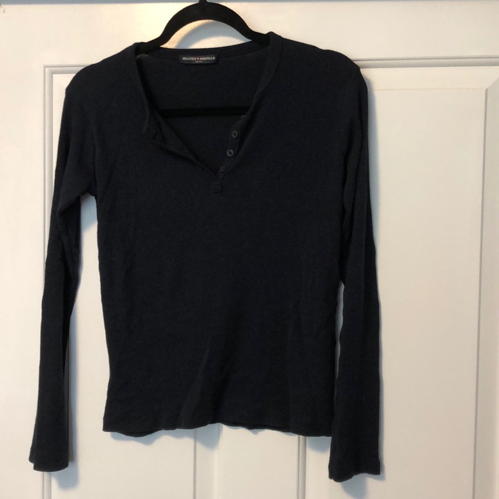 Brandy Melville navy blue long sleeve with buttons